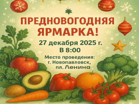 Предновогодняя ярмарка фермерских продуктов пройдёт в городе Новопавловске.